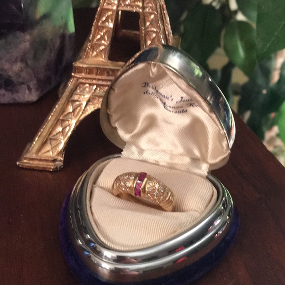 14k gold Diamond & Ruby wedding Band - Picture 3 of 10